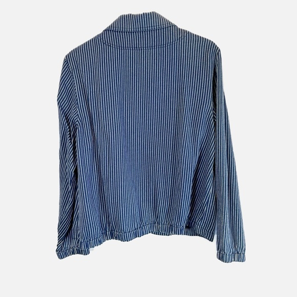 J.Crew Mercantile Blazer Jacket Single Button Navy Stripe Cotton Size Medium - Picture 5 of 11